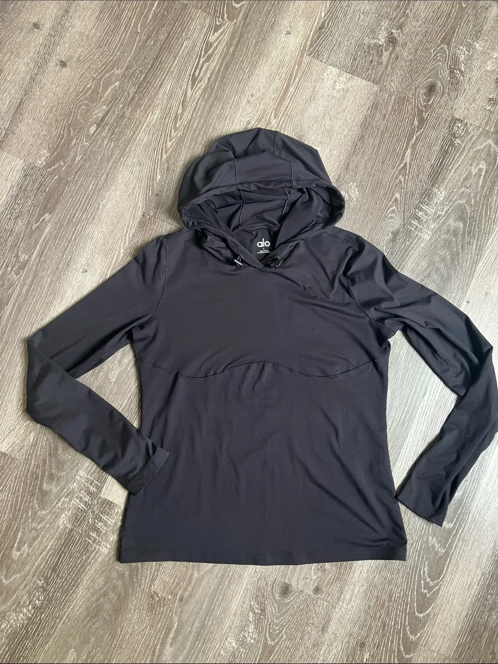 Alo Yoga black Alosoft Hooded Runner long-sleeve top